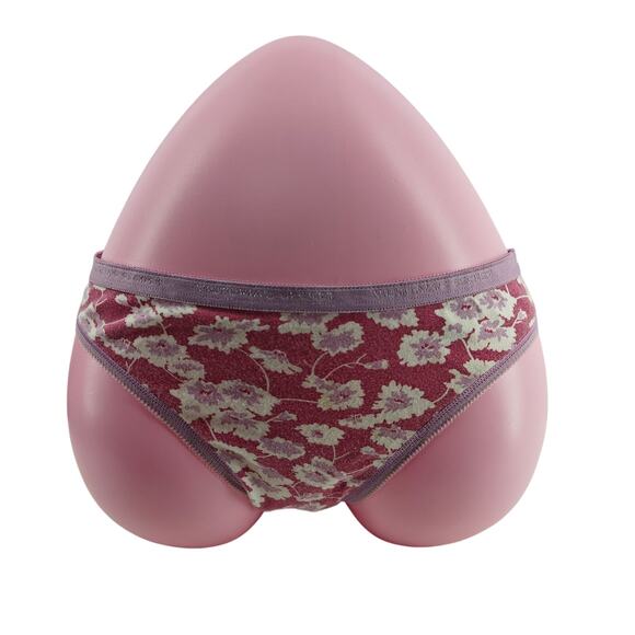 Victoria's Secret Other - Vintage Victoria's Secret Signature Waistband Purple White Floral Cotton Thong L